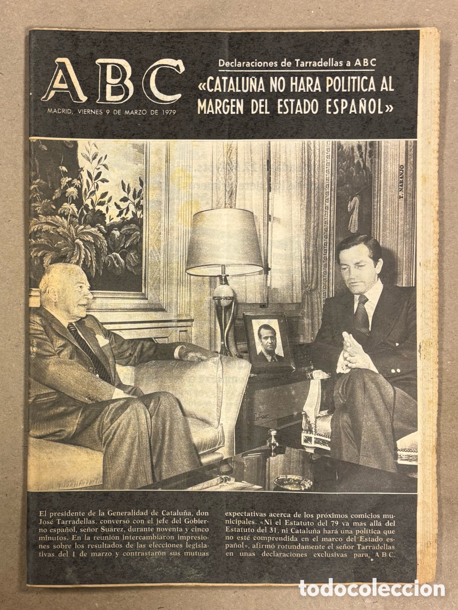 Coleccionismo de revistas y peri&oacute;dicos: ABC (9 MARZO 1979). REUNI&Oacute;N TARRADELLAS ADOLFO SU&Aacute;REZ, ESPA&Ntilde;A - CHECOSLOVAQUIA F&Uacute;TBOL,.,,