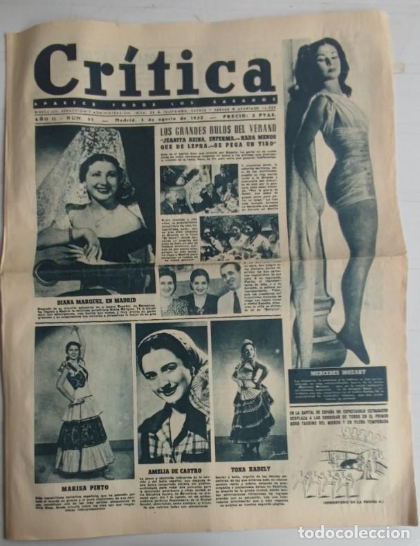 Collectionnisme de Revues et Journaux: REVISTA CRITICA A&Ntilde;O 1952, BULO JUANITA REINA ENFERMA DE LEPRA SE PEGA UN TIRO, MERCEDES MOZART, ETC.