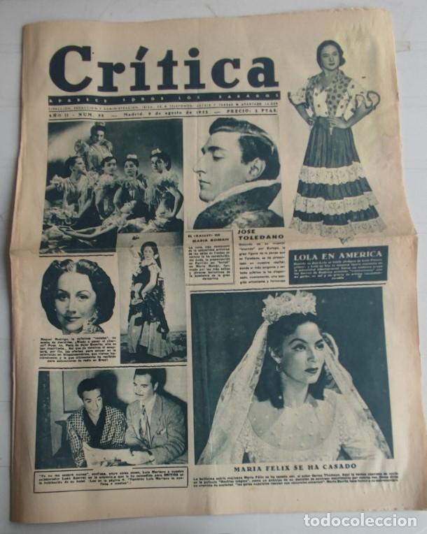 Coleccionismo de revistas y peri&oacute;dicos: REVISTA CRITICA A&Ntilde;O 1952, LOLA FLORES, BODA DE MARIA FELIX, JOSE TOLEANO, ETC.