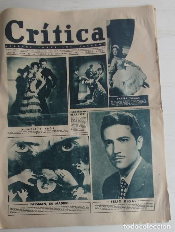 Coleccionismo de revistas y peri&oacute;dicos: REVISTA CRITICA A&Ntilde;O 1952, FASSMAN, FELIX RIGAL, OLIMPIA Y RAGA, LOS CUATRO DE LA CAVA,