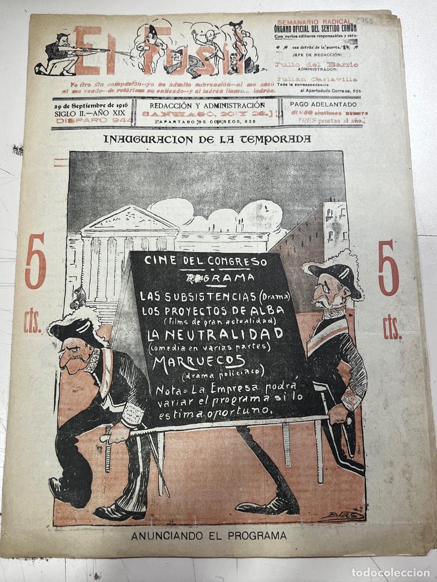 Collection Magazines and Newspapers: EL FUSIL. 29 SEPTIEMBRE 1916. SIGLO II. A&Ntilde;O XIX. SEMANARIO RADICAL. 7 P&Aacute;G.