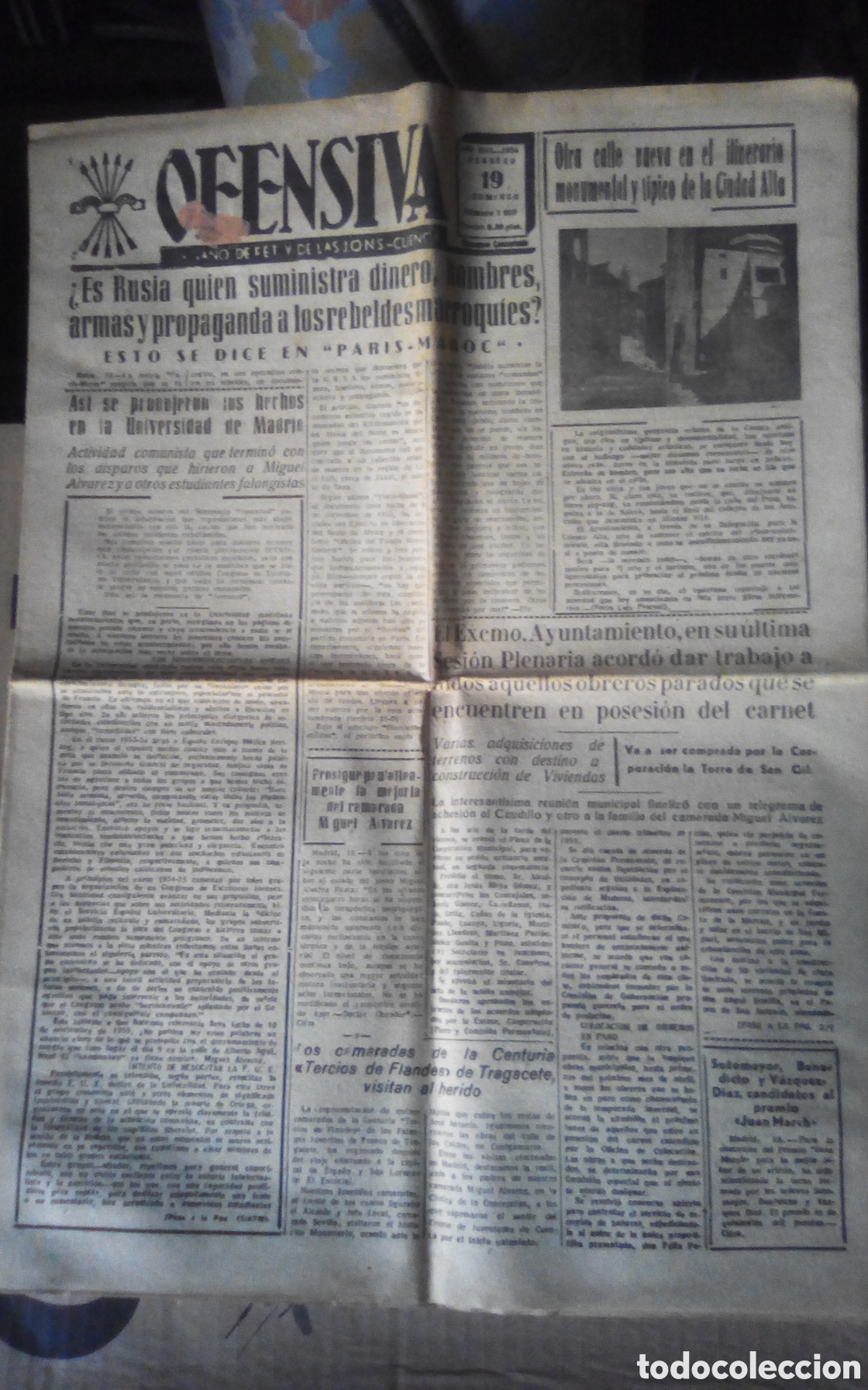 Coleccionismo de revistas y peri&oacute;dicos: Ofensiva. &Oacute;rgano de F.E.T y de las J.O.N.S. Cuenca. N&deg; 1660. 19-02-1956. &iquest;Es Rusia qui&eacute;n suministra