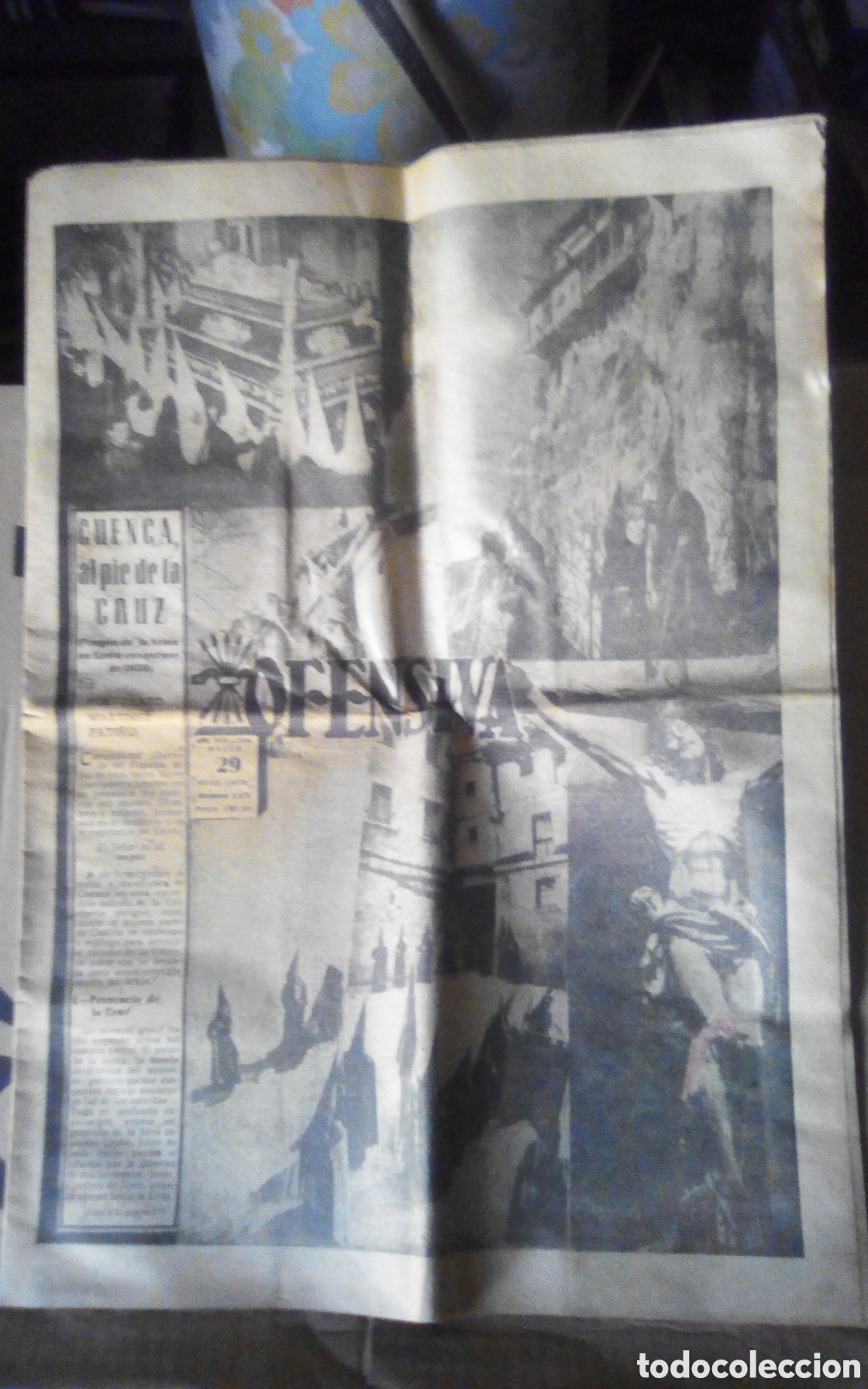 Coleccionismo de revistas y peri&oacute;dicos: Ofensiva. &Oacute;rgano de F.E.T y de las J.O.N.S. Cuenca. N&deg; 1676. 29-03-1956. Semana Santa Cuenca.