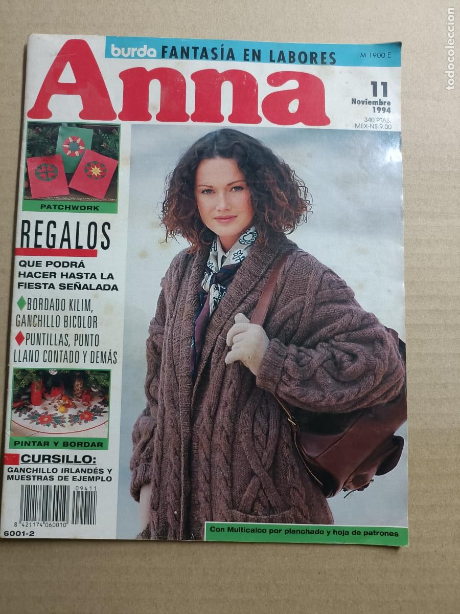 Coleccionismo de revistas y peri&oacute;dicos: BURDA ANNA NOVIEMBRE 1994. BORDADO KILIM, GANCHILLO BICOLOR, PUNTILLAS, MOTIVOS NAVIDAD, PUNTO LLANO