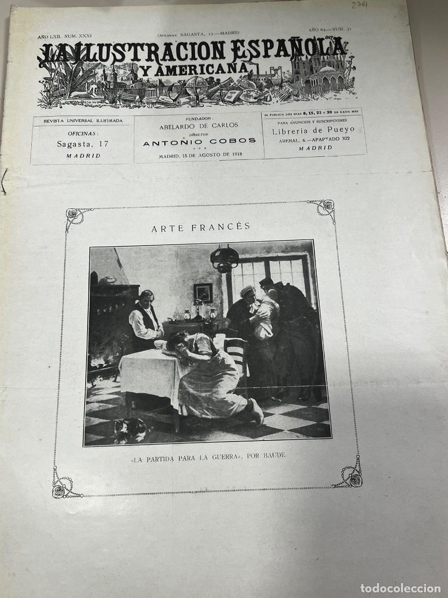 Coleccionismo de revistas y peri&oacute;dicos: LA ILUSTRACI&Oacute;N ESPA&Ntilde;OLA Y AMERICANA. A&Ntilde;O 62. N&deg; 31. MADRID, 15 DE AGOSTO DE 1918.