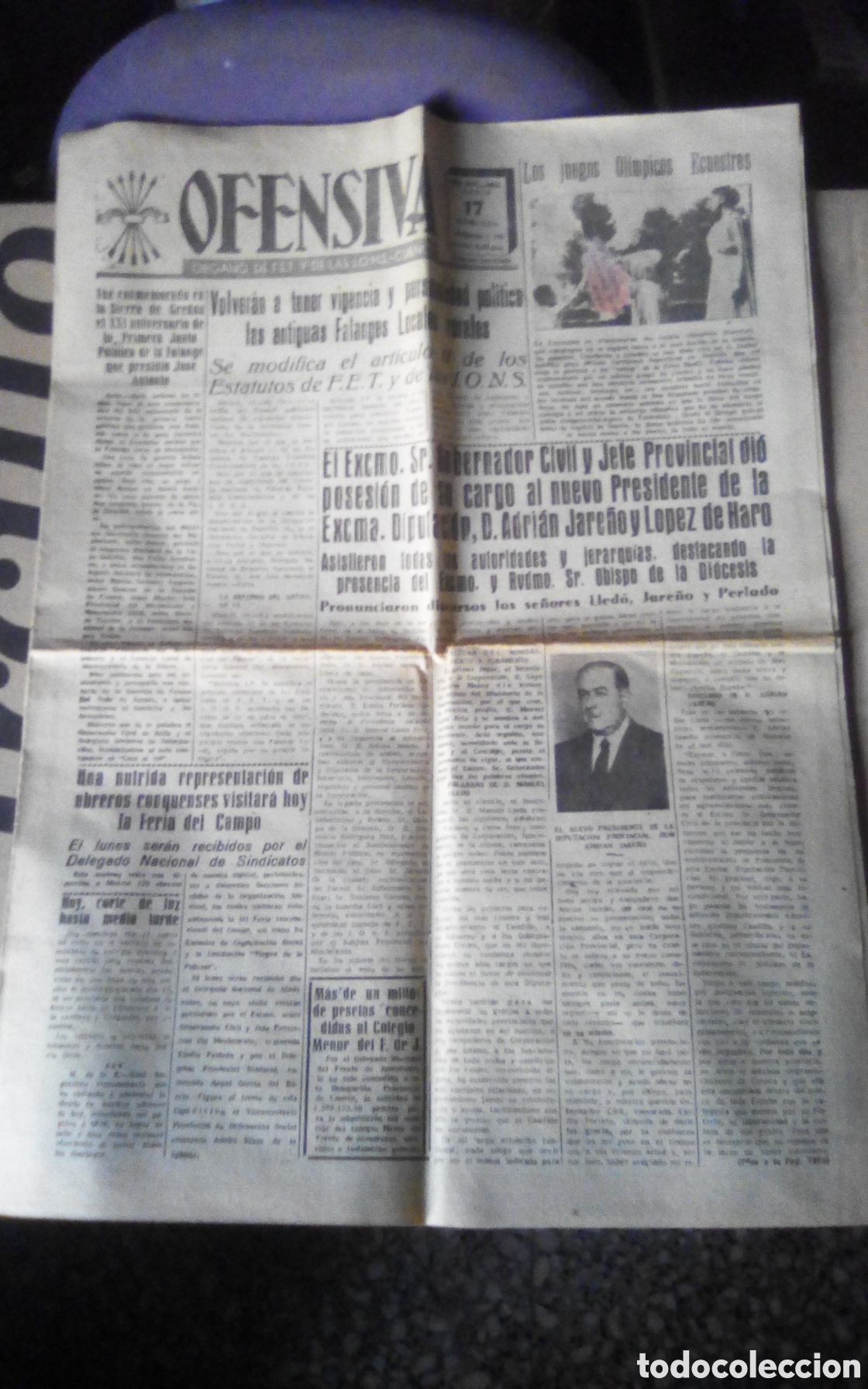 Coleccionismo de revistas y peri&oacute;dicos: Ofensiva. &Oacute;rgano de F.E.T y de las J.O.N.S. Cuenca. N&deg; 1710. 17-06-1956. Peri&oacute;dico de 6 p&aacute;ginas.