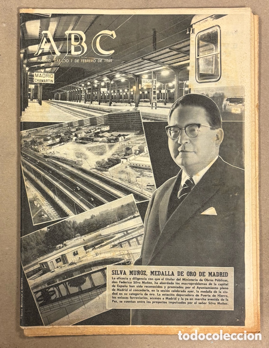 Coleccionismo de revistas y peri&oacute;dicos: ABC (1 FEBRERO 1969). SILVA MU&Ntilde;OZ MEDALLA DE ORO DE MADRID: DEPURADORA PUERTA DE HIERRO,&hellip;