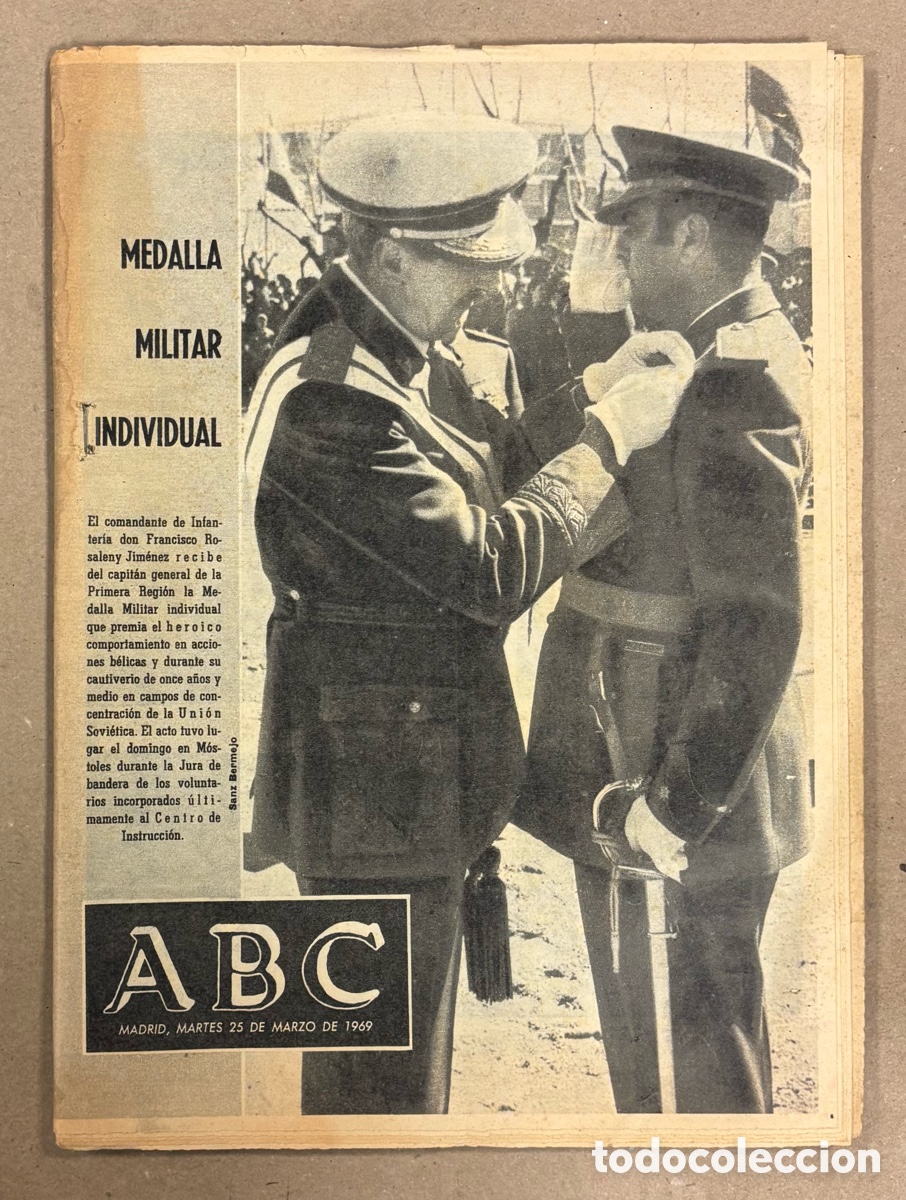 Coleccionismo de revistas y peri&oacute;dicos: ABC (25 MARZO 1969). MEDALLA MILITAR FRANCISCO ROSALENY JIM&Eacute;NEZ CAUTIVERIO EN LA URSS,&hellip;