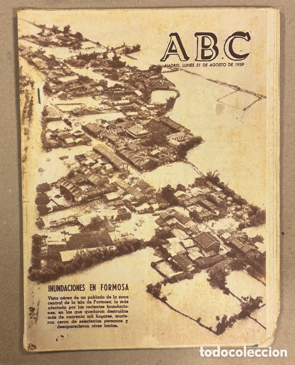 Coleccionismo de revistas y peri&oacute;dicos: ABC (31 DE AGOSTO DE 1959). INUNDACIONES EN LA ISLA DE FORMOSA, REAL MADRID GANA CARRANZA BARCELONA