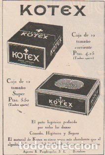 Coleccionismo de revistas y peri&oacute;dicos: Publicidad farmacia: pa&ntilde;o higienico KOTEX - 1930