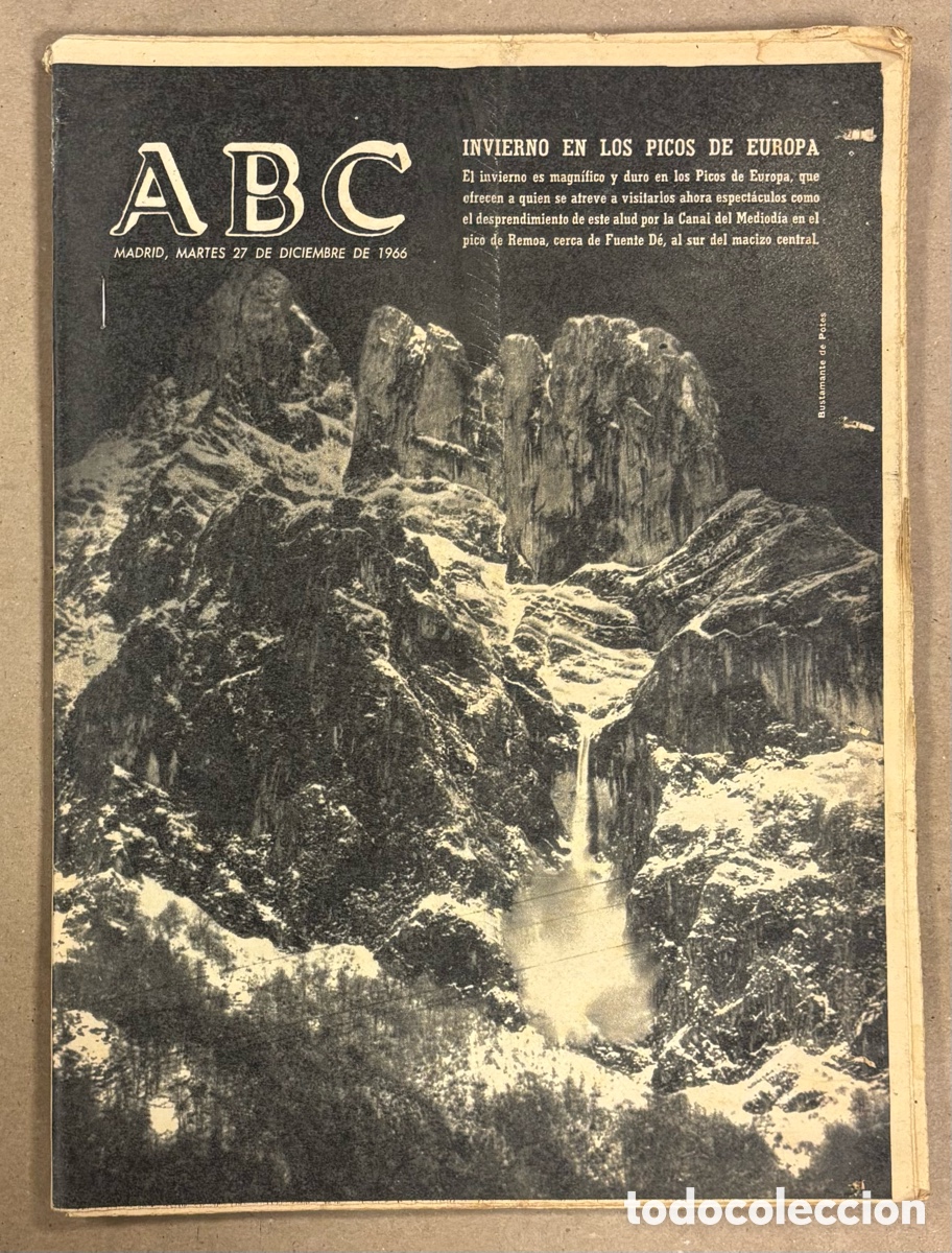Coleccionismo de revistas y peri&oacute;dicos: ABC (27 DICIEMBRE 1966). INVIERNO EN EL PICO DE REMOA PICOS DE EUROPA, REAL MADRID - SIMMENTHAL