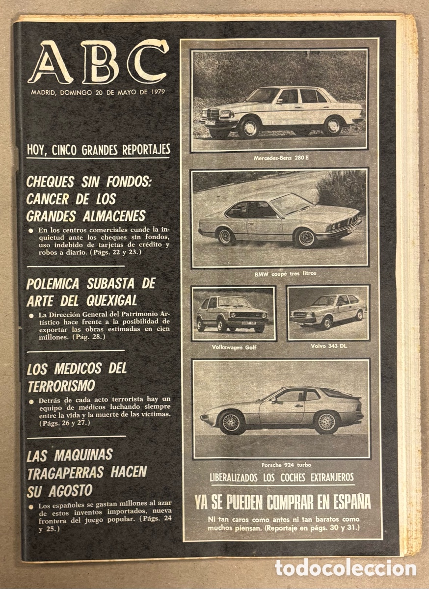 Coleccionismo de revistas y peri&oacute;dicos: ABC (20 MAYO 1979). YA SE PUEDEN COMPRAR COCHES EXTRANJEROS, M&Eacute;DICOS DEL TERRORISMO, REAL MADRID - R