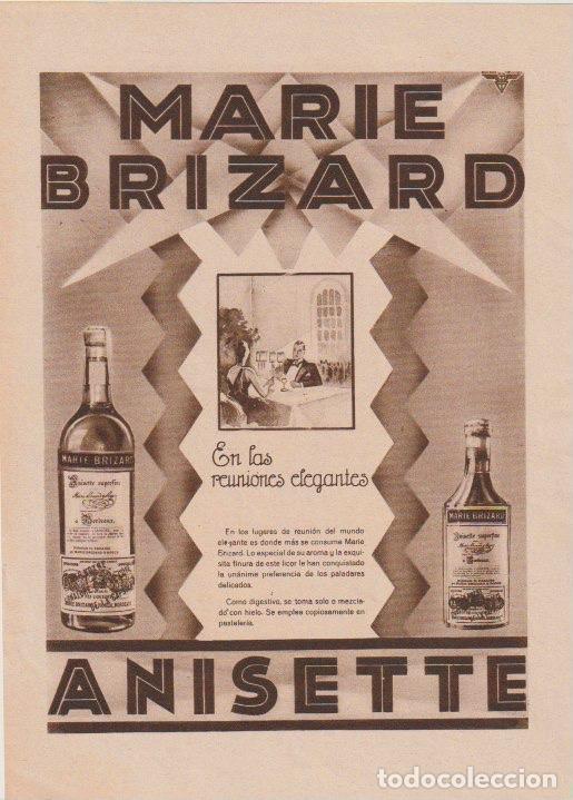 Coleccionismo de revistas y peri&oacute;dicos: Publicidad anisette Marie Brizard - 1930