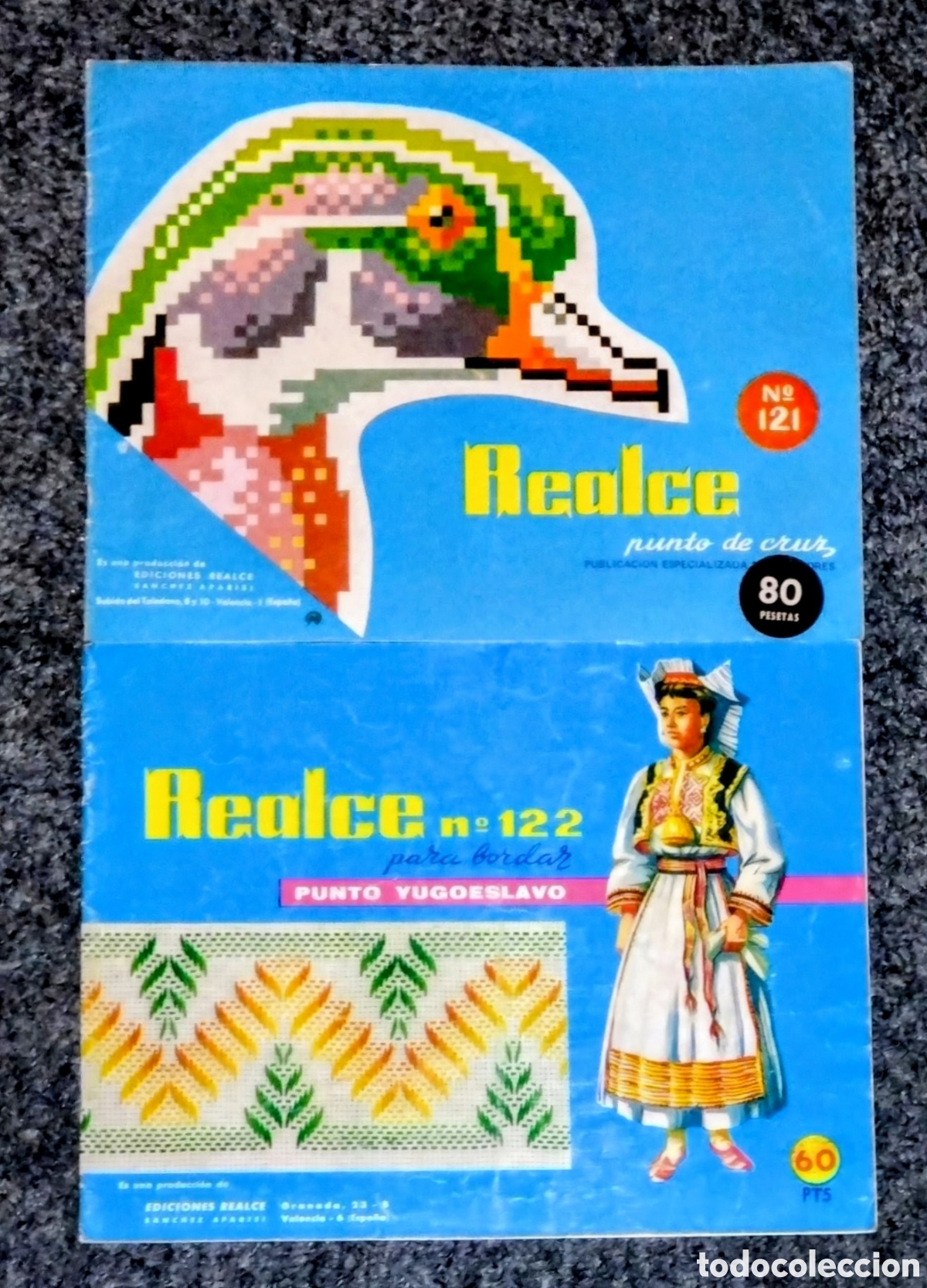 Collezionismo di Riviste e Giornali: REALCE a&ntilde;os 70: PUNTO DE CRUZ + PUNTO YUGOESLAVO ambas EN BUEN ESTADO con pocas se&ntilde;ales de uso