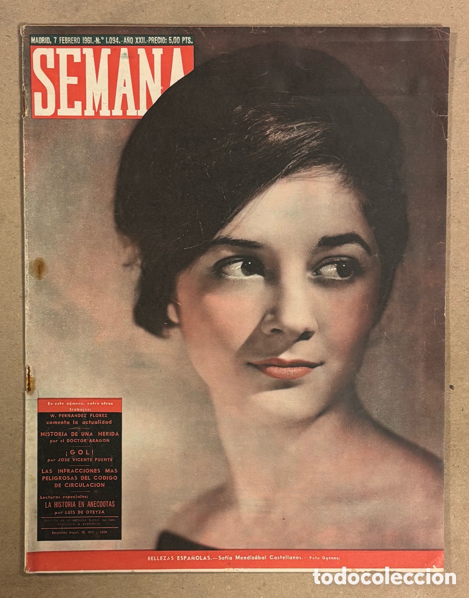Coleccionismo de revistas y peri&oacute;dicos: SEMANA N&deg; 1094 (1961). POSTER F&Uacute;TBOL C.D. SAN FERNADO 2&ordf; DIVISI&Oacute;N, SOF&Iacute;A MENDIZABAL CASTELLANOS,..