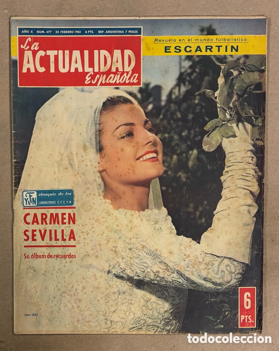 Coleccionismo de revistas y peri&oacute;dicos: ACTUALIDAD ESPA&Ntilde;OLA 477 (1961). ESPECIAL CARMEN SEVILLA, ESC&Aacute;NDALO FICHAJE BARCELONA &Aacute;RBITRO ESCART&Iacute;