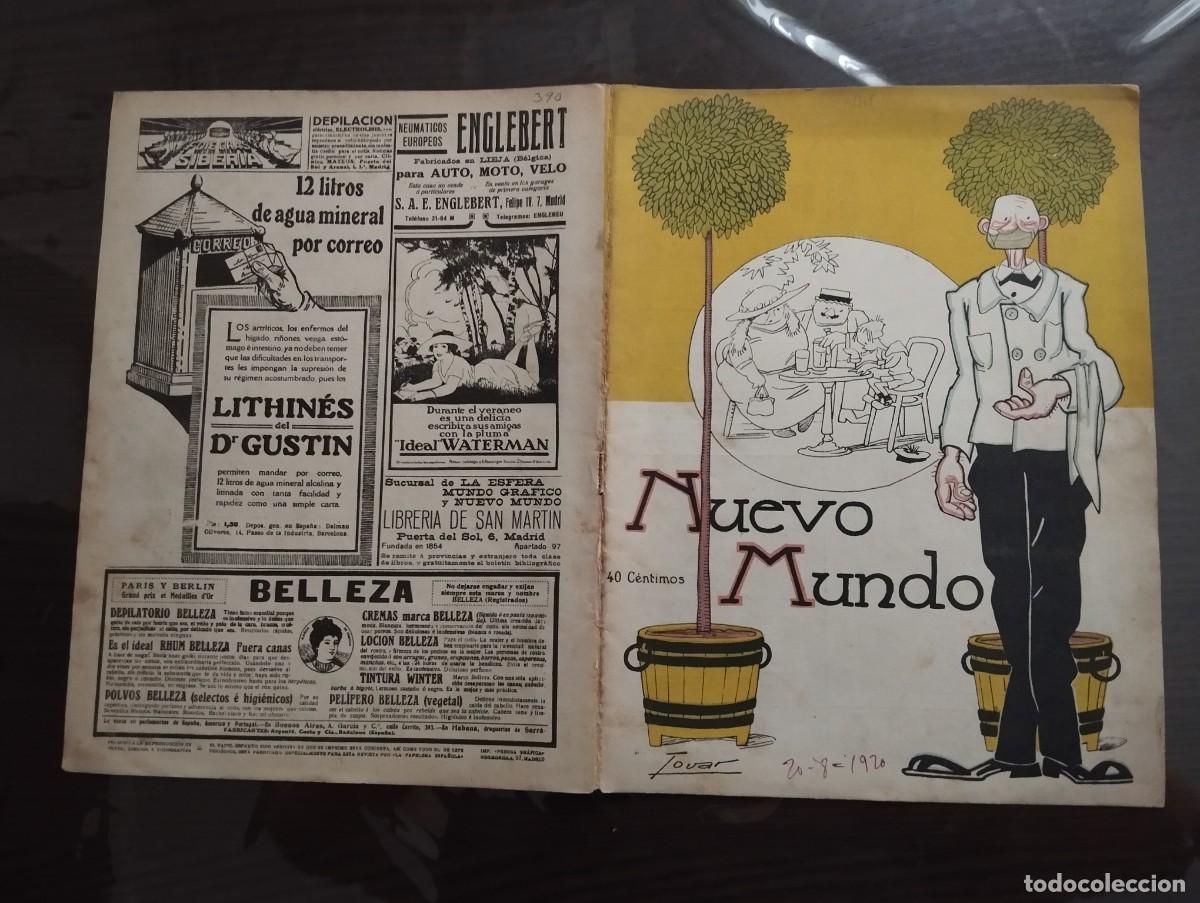 Coleccionismo de revistas y peri&oacute;dicos: NUEVO MUNDO 20 AGOSTO 1920, DOBLE HOJA PORTADA Y PUBLICIDAD