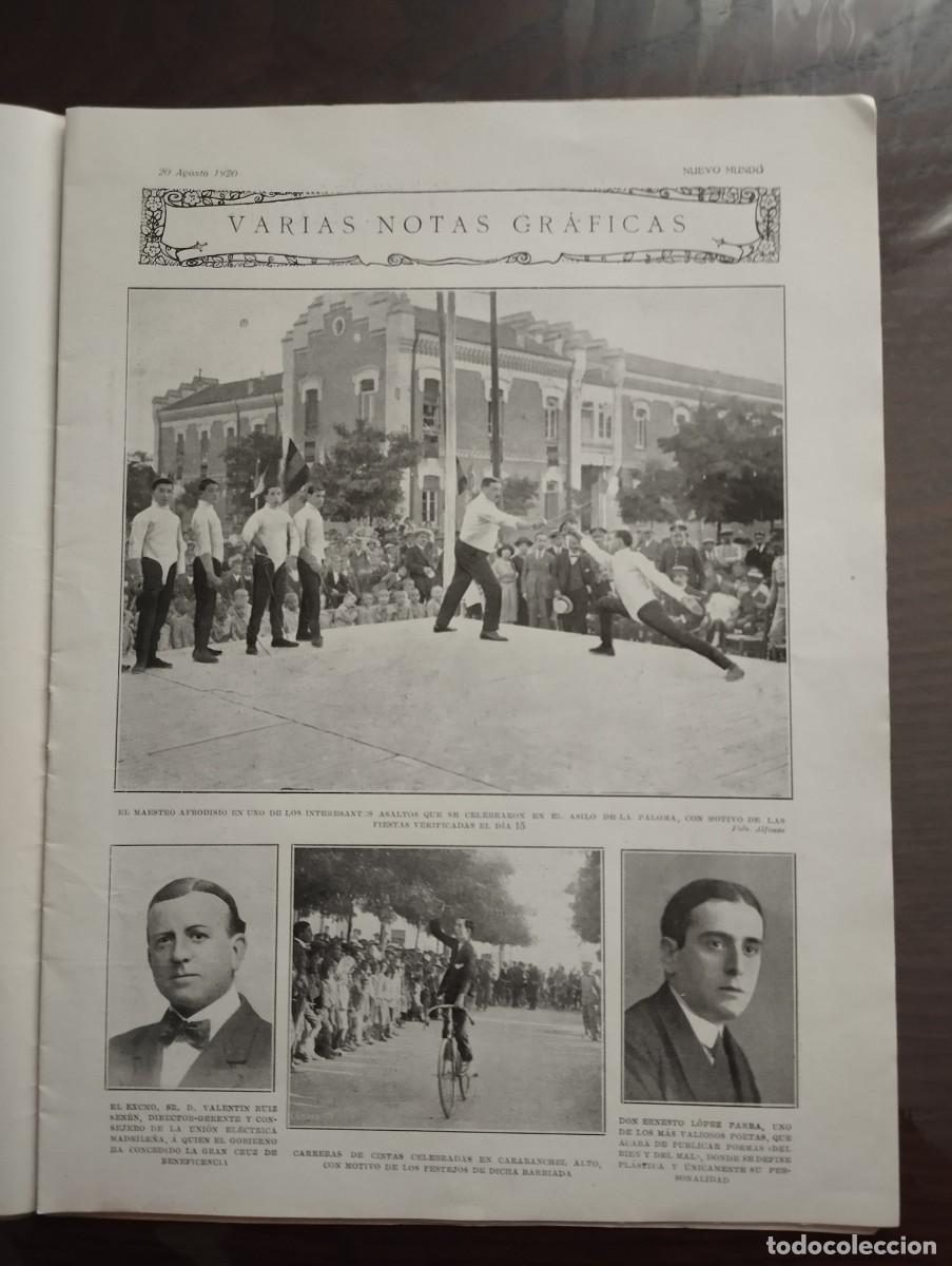 Coleccionismo de revistas y peri&oacute;dicos: HOJA NUEVO MUNDO 20 AGOSTO 1920, ESGRIMA, CARRERA DE CINTAS