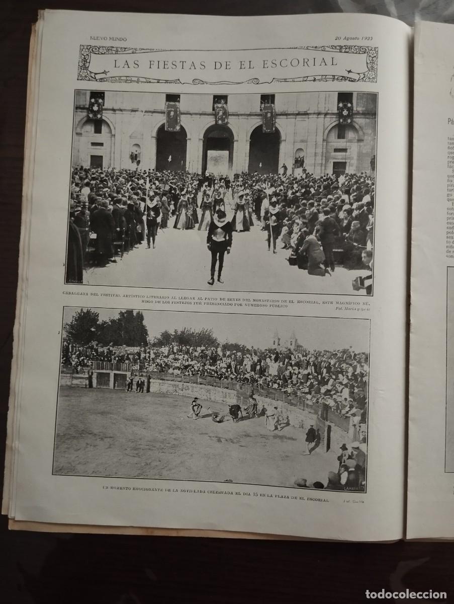 Coleccionismo de revistas y peri&oacute;dicos: HOJA NUEVO MUNDO 20 AGOSTO 1920,FIESTAS DE EL ESCORIAL, CABALGATA, TOROS