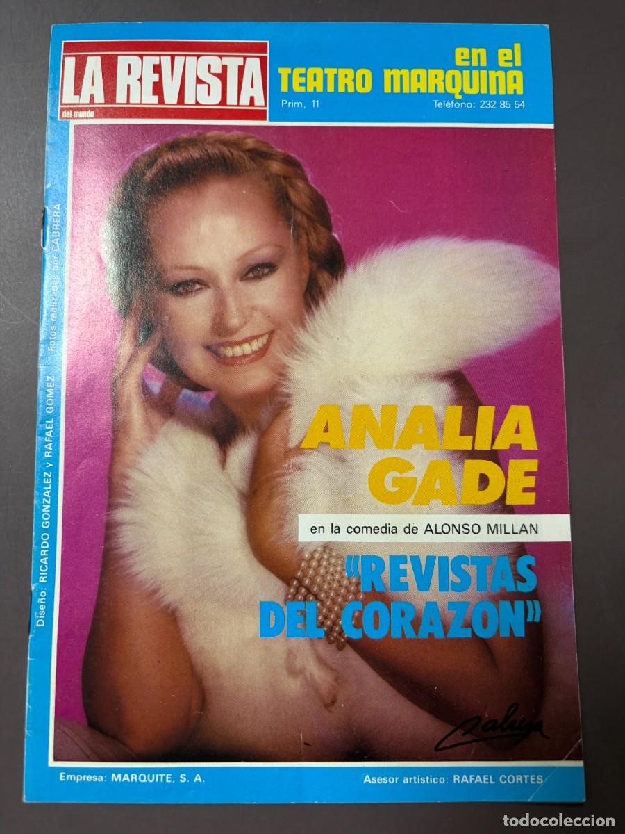 Coleccionismo de revistas y peri&oacute;dicos: PROGRAMA TEATRO MARQUINA 1985 &ndash; ANAL&Iacute;A GAD&Eacute; &ndash; REVISTAS DEL CORAZ&Oacute;N &ndash; ALONSO MILL&Aacute;N