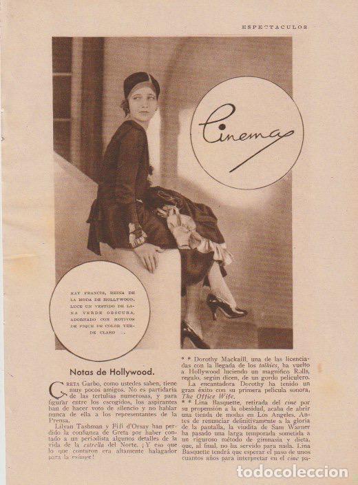 Coleccionismo de revistas y peri&oacute;dicos: * CINE * Kay Francis, Wallace Beery, Maurice Chevalier, La Pandilla, William Powell - 1930