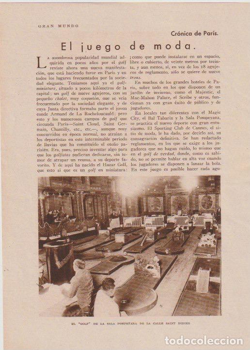 Coleccionismo de revistas y peri&oacute;dicos: * GOLF MINIATURA * El juego de moda / Monte-Cristo - 1930