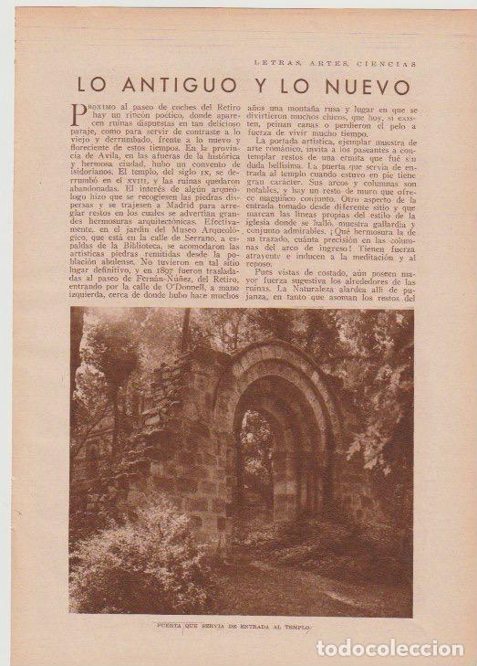 Coleccionismo de revistas y peri&oacute;dicos: * MADRID * ( Restos de ruinas de un convento de isidorianos de &Aacute;vila en el Retiro )- 1930