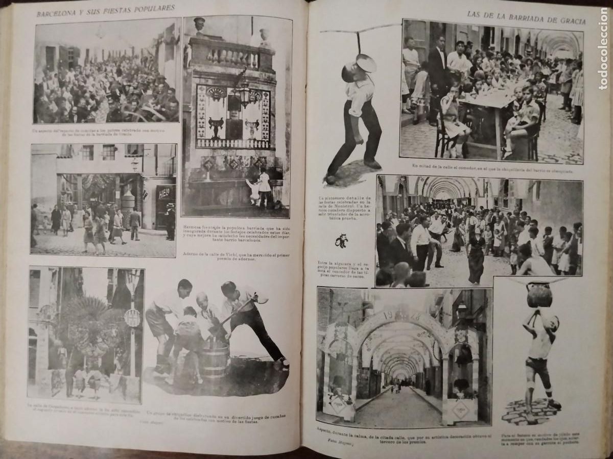 Coleccionismo de revistas y peri&oacute;dicos: FIESTAS DE GRACIA BARCELONA CALLE CARGADORES CALLE VICHI CALLE MONISTROL 2 HOJAS A&Ntilde;O 1928