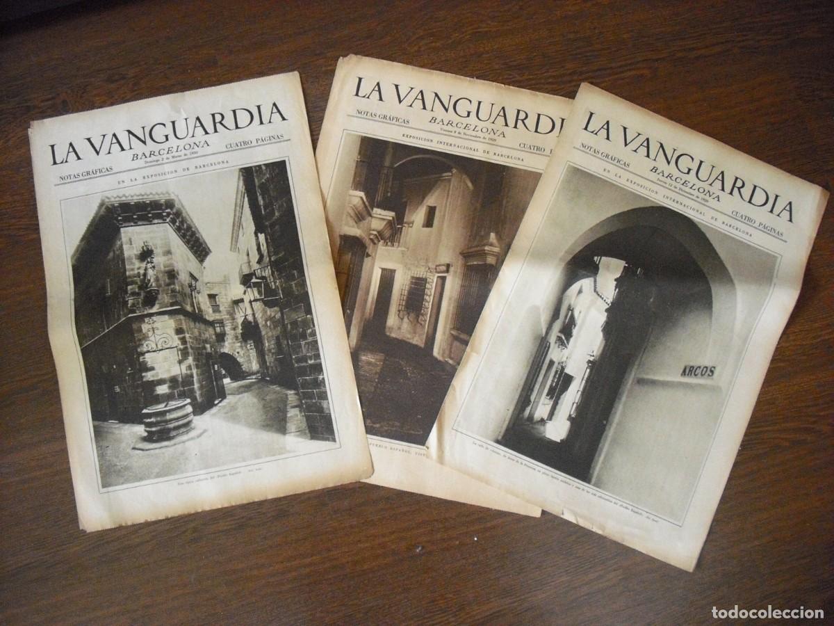 Sammeln von Zeitschriften und Zeitungen: LA VANGUARDIA, LOTE DE 3 . CALLES EN LA EXPOSICION INTERNACIONAL DE BARCELONA 1929/30