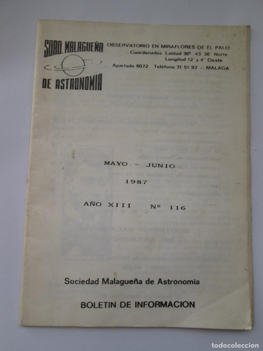 Coleccionismo de revistas y peri&oacute;dicos: SOCIEDAD MALAGUE&Ntilde;A DE ASTRONOMIA - BOLETIN INFORMACION - MAYO JUNIO 1987