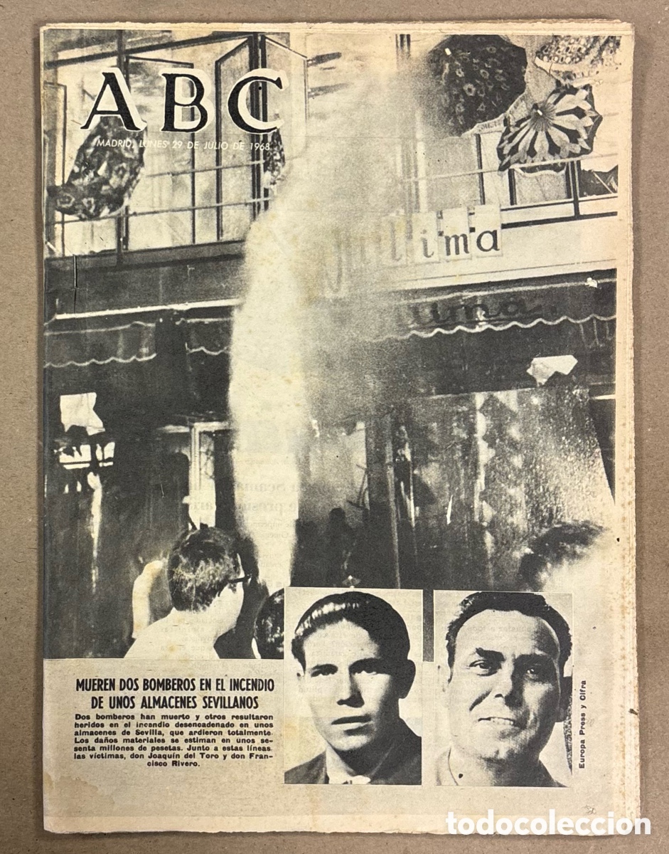 Coleccionismo de revistas y peri&oacute;dicos: ABC (29 JULIO 1968). INCENDIO ALMACENES EN SEVILLA BOMBEROS, REPORTAJE MORELLA (CASTELL&Oacute;N),&hellip;