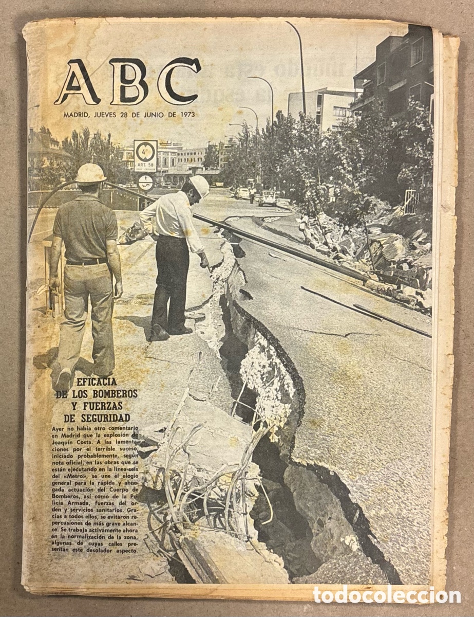 Coleccionismo de revistas y peri&oacute;dicos: ABC (28 JUNIO 1973). EXPLOSI&Oacute;N CALLE JOAQU&Iacute;N COSTA, 40.000 BILBA&Iacute;NOS FINAL COPA EN MADRID