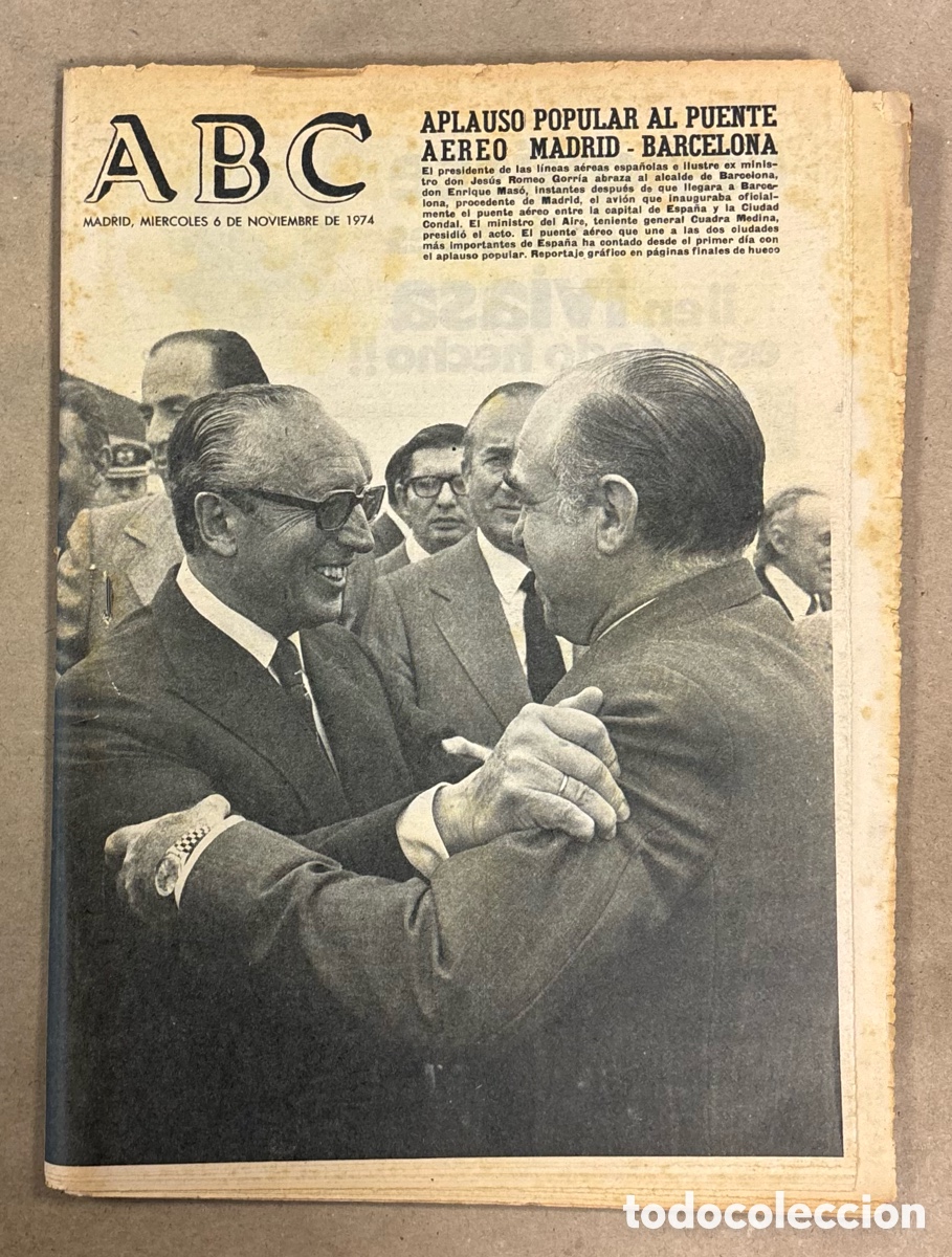 Coleccionismo de revistas y peri&oacute;dicos: ABC (6 NOVIEMBRE 1974). INAUGURACI&Oacute;N PUENTE A&Eacute;REO MADRID - BARCELONA, REAL MADRID - AUSTRIA VIENA RE
