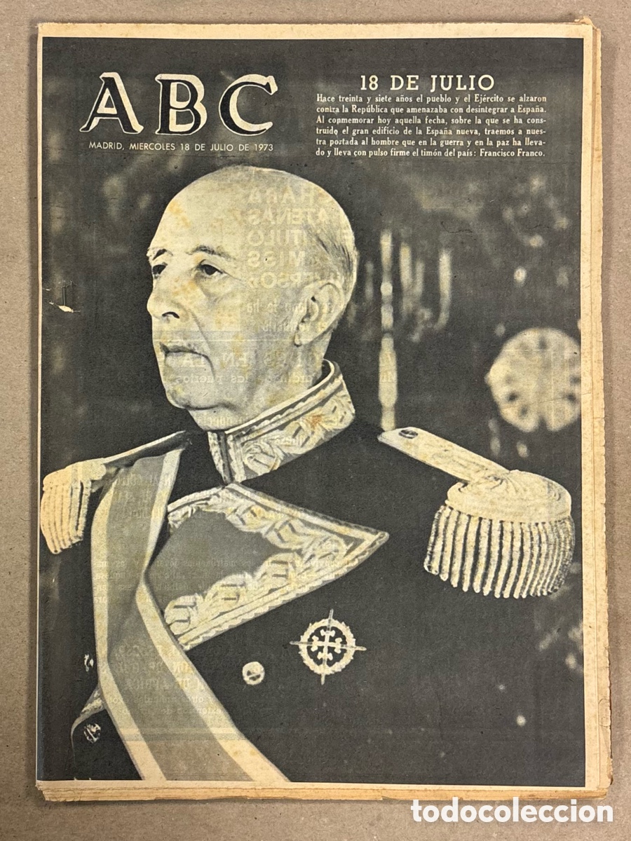Coleccionismo de revistas y peri&oacute;dicos: ABC (18 DE JULIO DE 1973). 37 A&Ntilde;OS DEL ALZAMIENTO, PEDRO TORRES Y LUIS OCA&Ntilde;A CICLISTAS ESPA&Ntilde;OLES