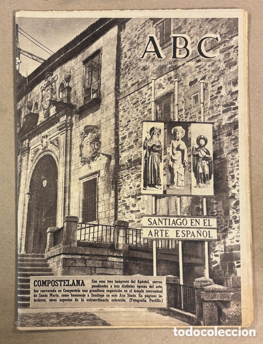 Coleccionismo de revistas y peri&oacute;dicos: ABC (10 SEPTIEMBRE 1965). EXPOSICI&Oacute;N EN SANTIAGO COMPOSTELA, LA COSECHA DE LA ACEITUNA, SIEGA ARROZ