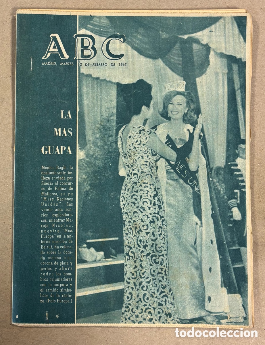 Coleccionismo de revistas y peri&oacute;dicos: ABC (2 FEBRERO 1963). MONICA RAGBI MISS NACIONES UNIDAS, ANUNCIOS PROMOCIONALES PEL&Iacute;CULAS