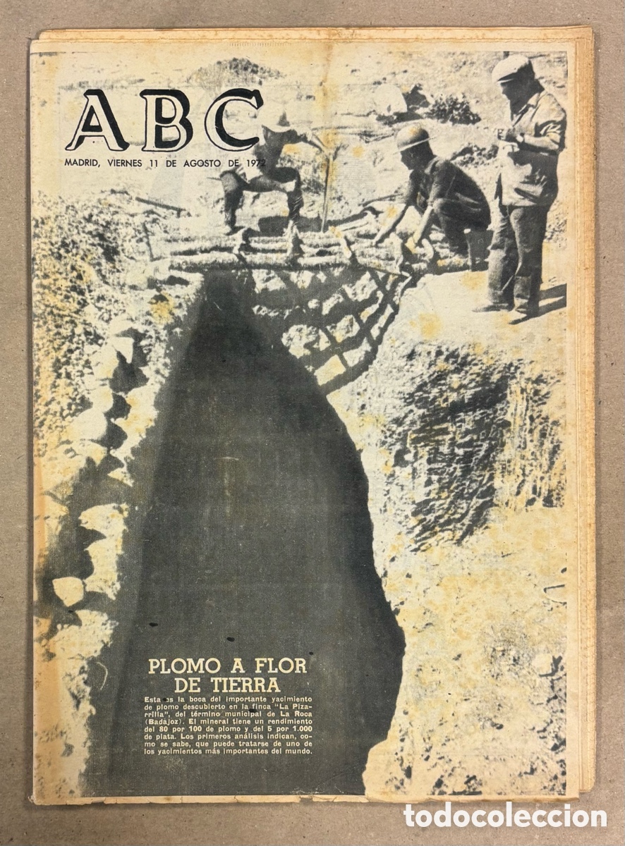 Coleccionismo de revistas y peri&oacute;dicos: ABC (11 AGOSTO 1972). DESCUBIERTO YACIMIENTO PLOMO FINCA LA PIZARRILLA EN LA ROCA (BADAJOZ),..,
