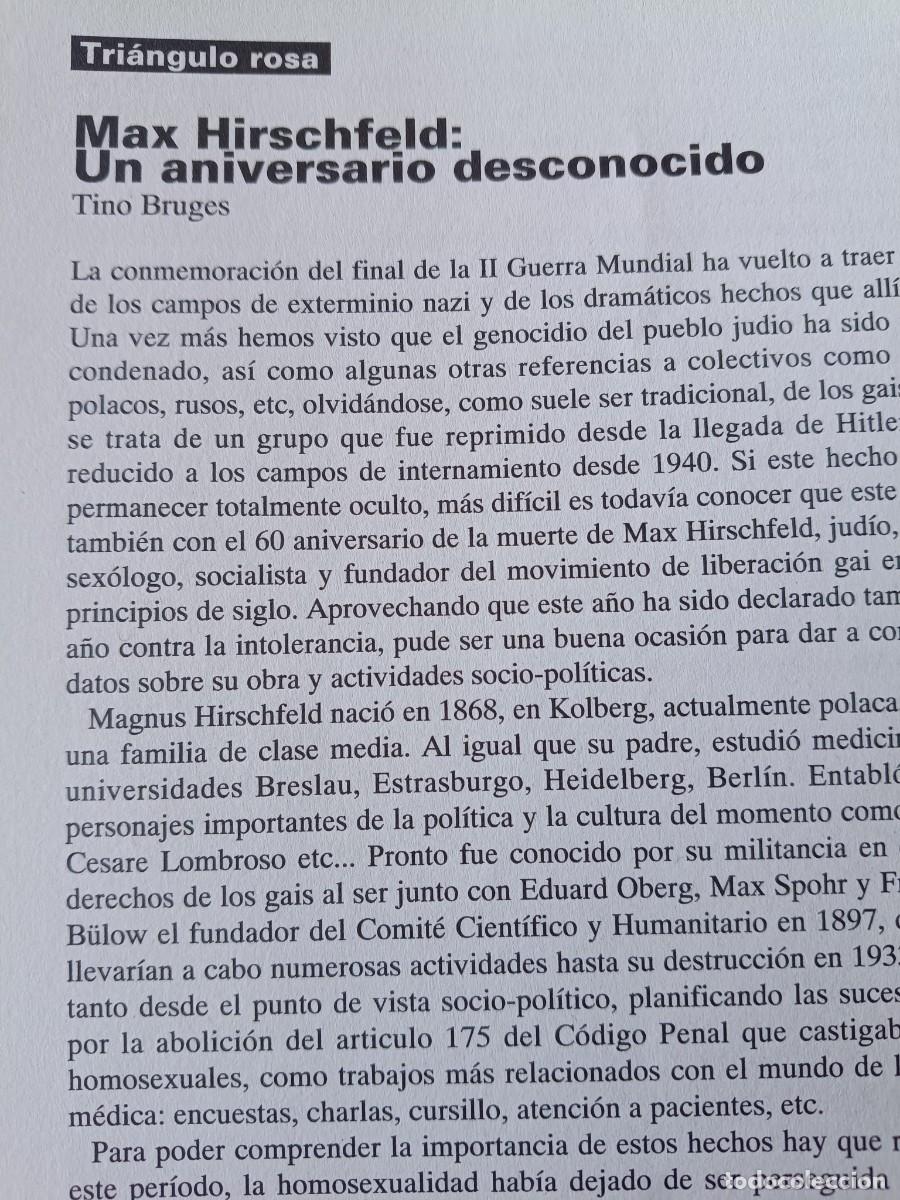 Coleccionismo de revistas y peri&oacute;dicos: MAX HIRSCHFELD Y HOMOSEXUALIDAD EN LA ALEMANIA NAZI. 5 PAGINAS DE REVISTA VIENTO SUR 1992