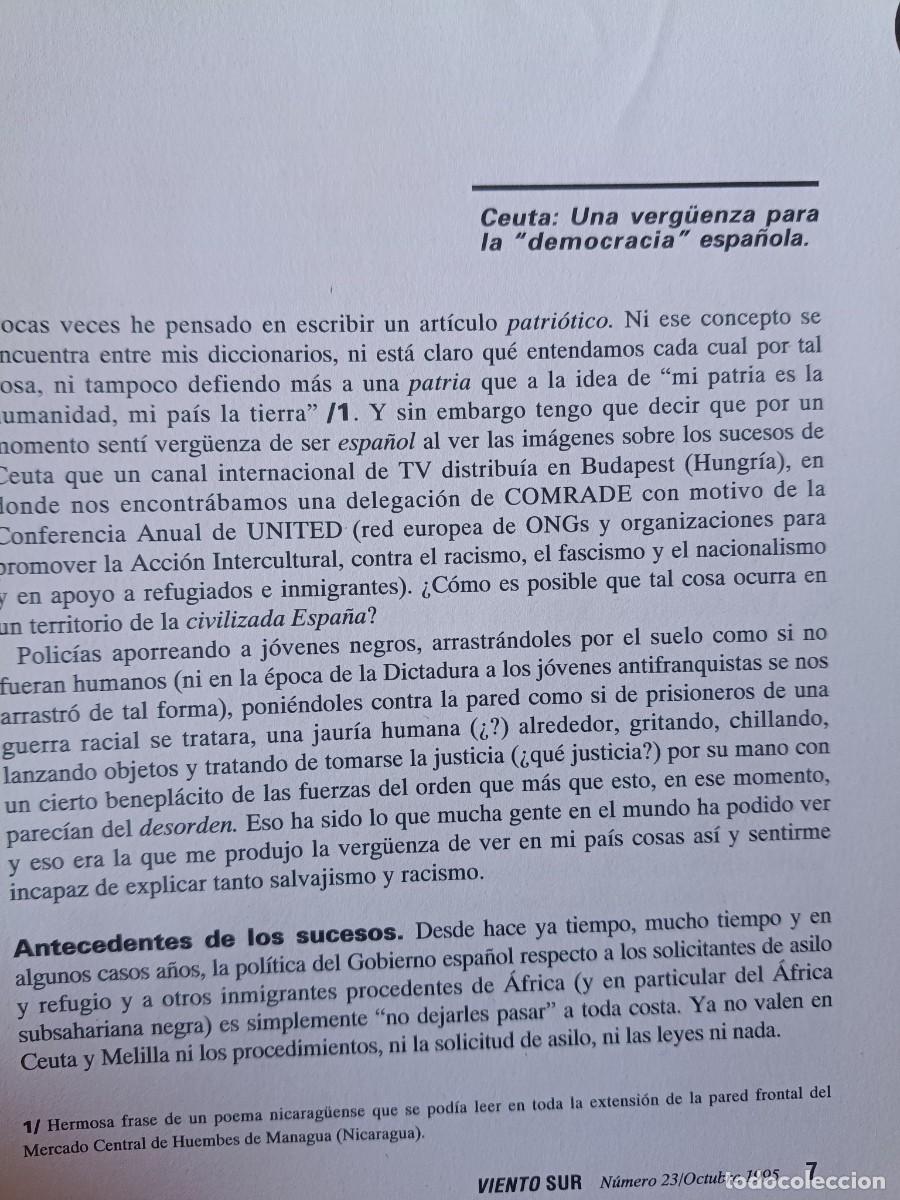 Coleccionismo de revistas y peri&oacute;dicos: CRISIS MIGRATORIA EN CEUTA. 5 PAGINAS DE REVISTA VIENTO SUR 1995