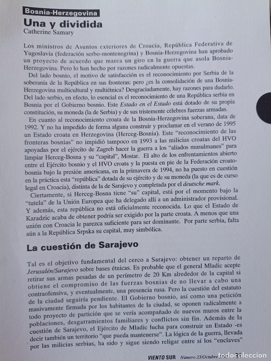 Sammeln von Zeitschriften und Zeitungen: BOSNIA-HERZEGOVINA, SARAJEVO Y LAS GRANDES POTENCIAS. 13 PAGINAS DE REVISTA VIENTO SUR 1995
