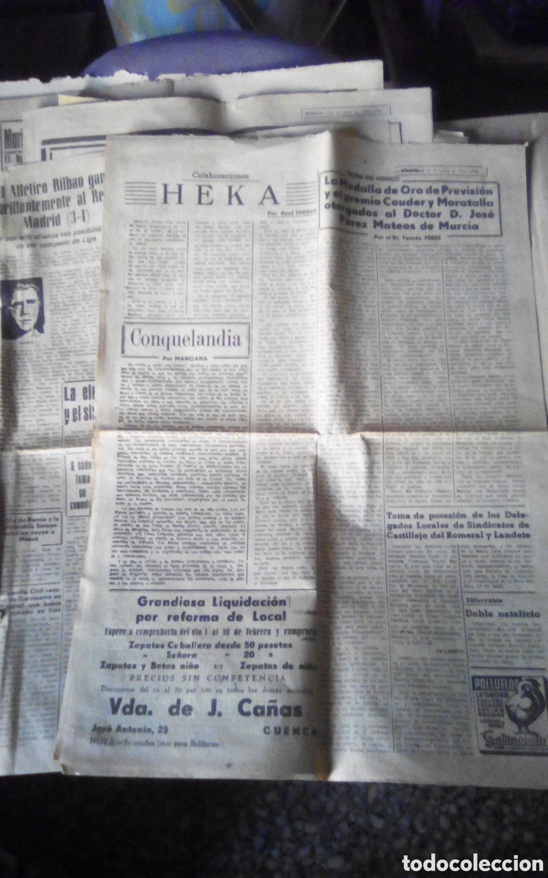 Coleccionismo de revistas y peri&oacute;dicos: Ofensiva. &Oacute;rgano de F.E.T y de las J.O.N.S. de Cuenca. 15-01-1956. Tiene 8 p&aacute;ginas. Ver contenido.