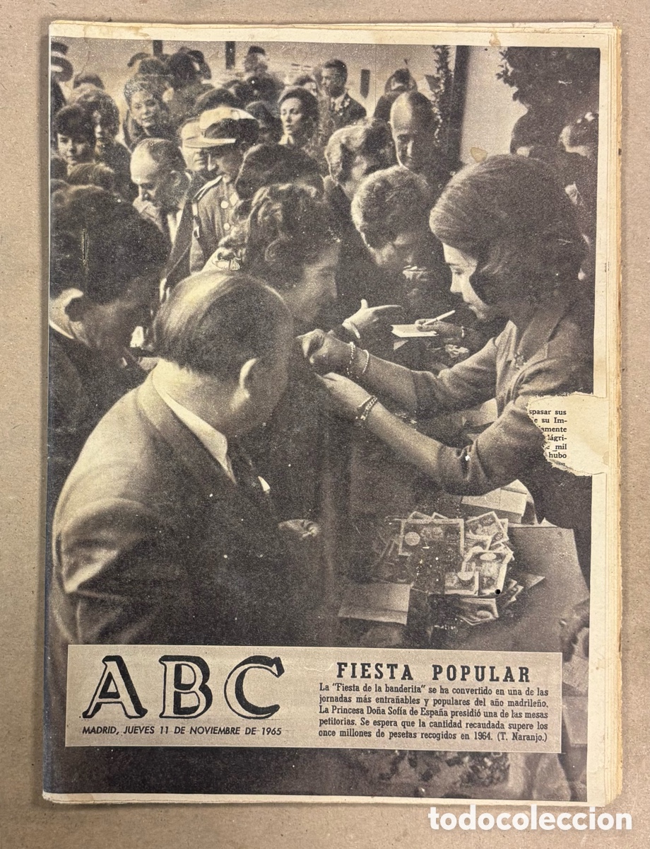 Coleccionismo de revistas y peri&oacute;dicos: ABC (11 NOVIEMBRE 1965). FIESTA POPULAR DE LA BANDERITA, ESPA&Ntilde;A A LA FASE FINAL DEL MUNDIAL (LUIS SU