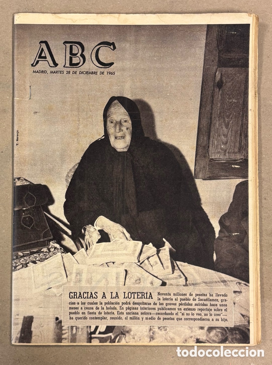 Coleccionismo de revistas y peri&oacute;dicos: ABC (28 DICIEMBRE 1965). LA LOTER&Iacute;A TOCA &Iacute;NTEGRA EN SOCU&Eacute;LLAMOS, SIM&Oacute;N CABIDO, MANOLO SANTANA COPA D