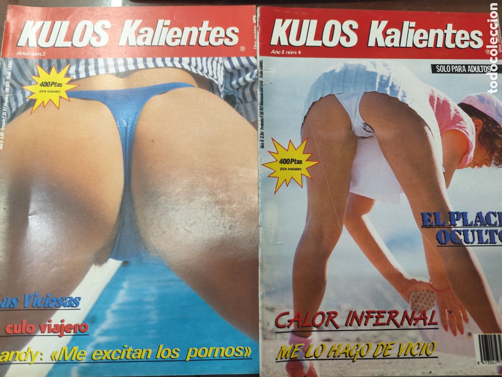 Coleccionismo de revistas y peri&oacute;dicos: Lote 2 ejemplares revista Erotica/Porno Kulos Kalientes n. 3 y 4. A&ntilde;o 1987