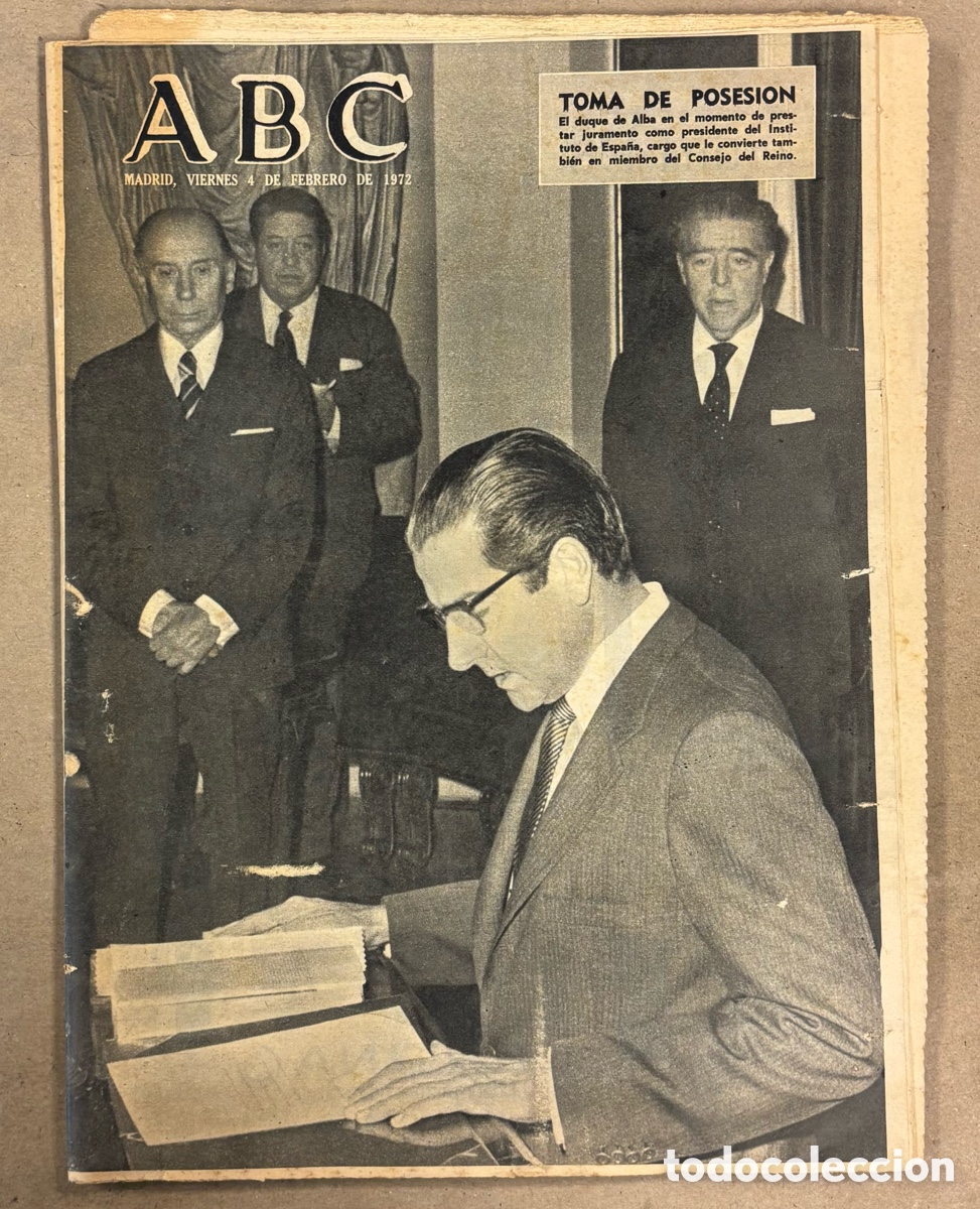 Coleccionismo de revistas y peri&oacute;dicos: ABC (4 FEBRERO 1972). DUQUE DE ALBA TOMA POSESI&Oacute;N PRESIDENTE INSTITUTO ESPA&Ntilde;A, BOXEO SENIN URTAIN