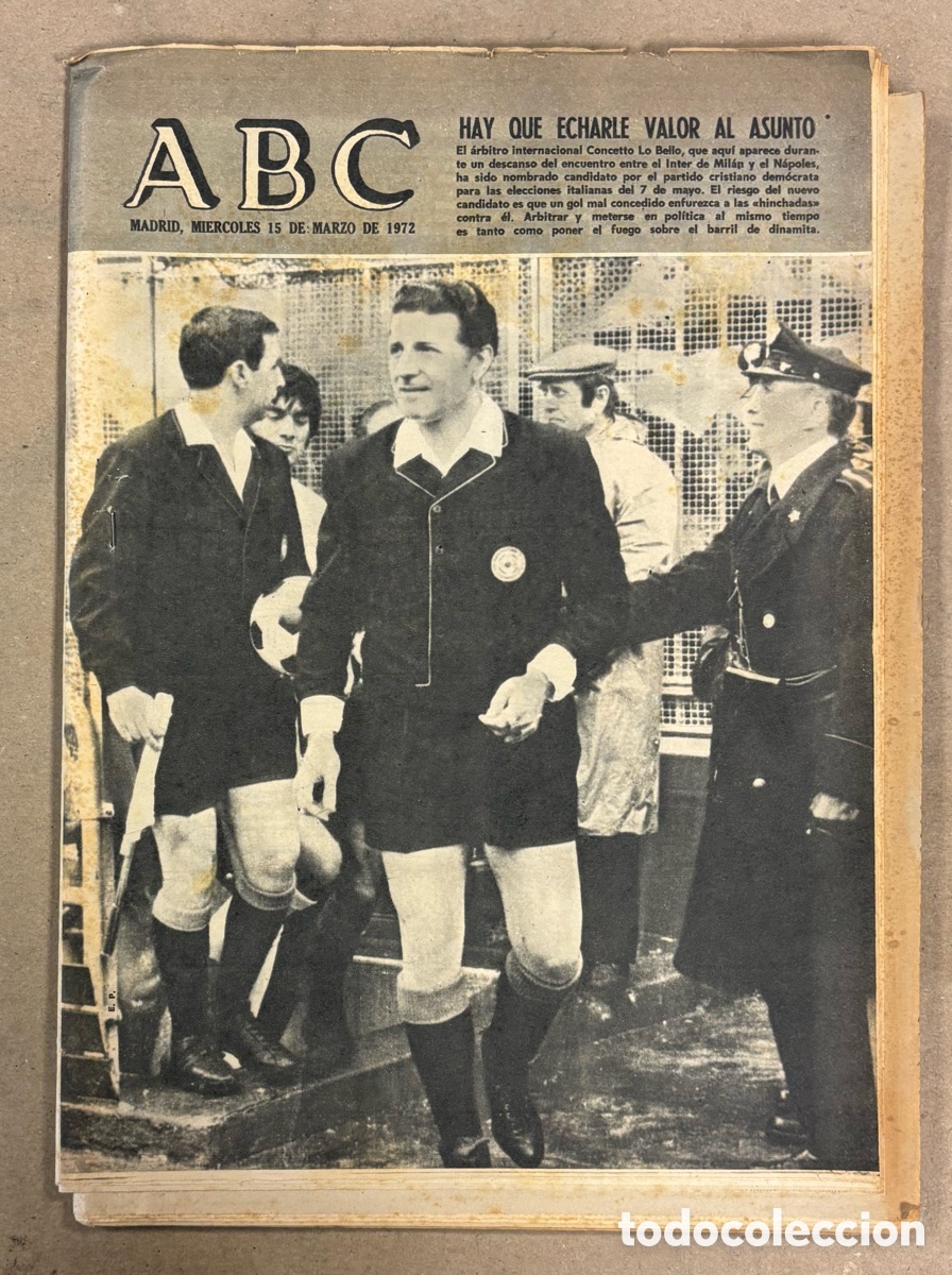Coleccionismo de revistas y peri&oacute;dicos: ABC (15 MARZO 1972). ARBITRO ITALIANO CANDIDATO PRESIDENTE, EXPOSICI&Oacute;N RODIN MADRID, MERCKX