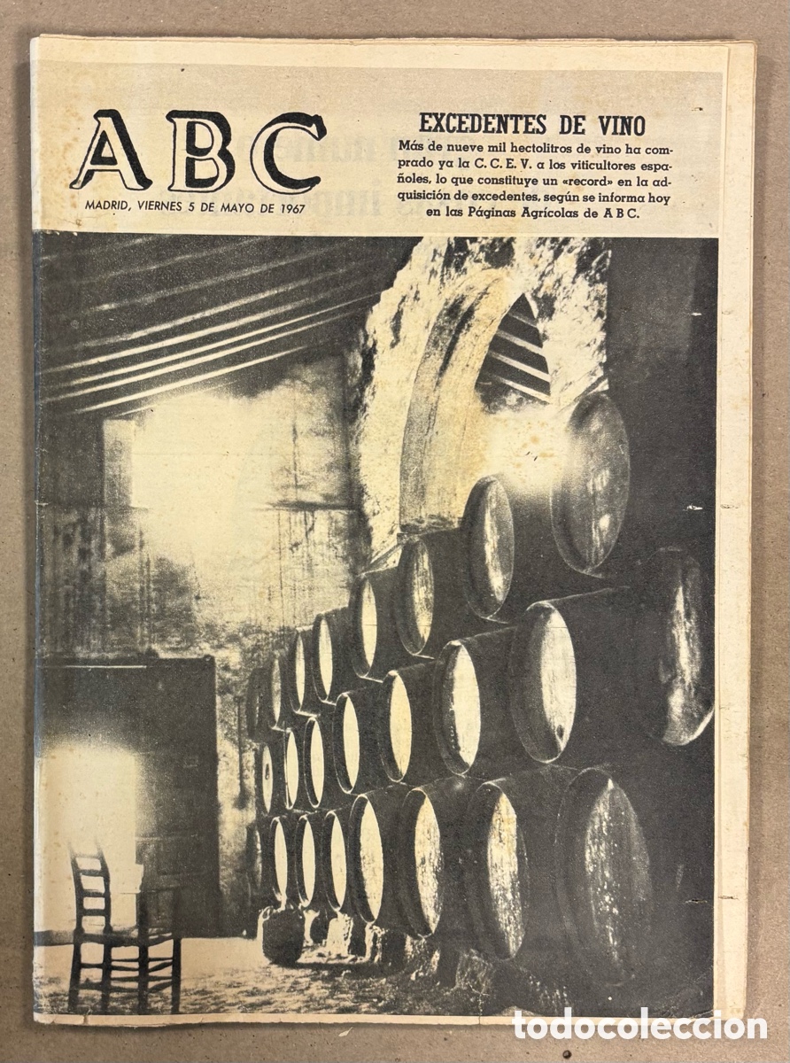 Coleccionismo de revistas y peri&oacute;dicos: ABC (5 MAYO 1967). R&Eacute;CORD EXCENDETES VINO ,COPA DAVIS ESPA&Ntilde;A, IMPRENTA ABC A COLOR,&hellip;