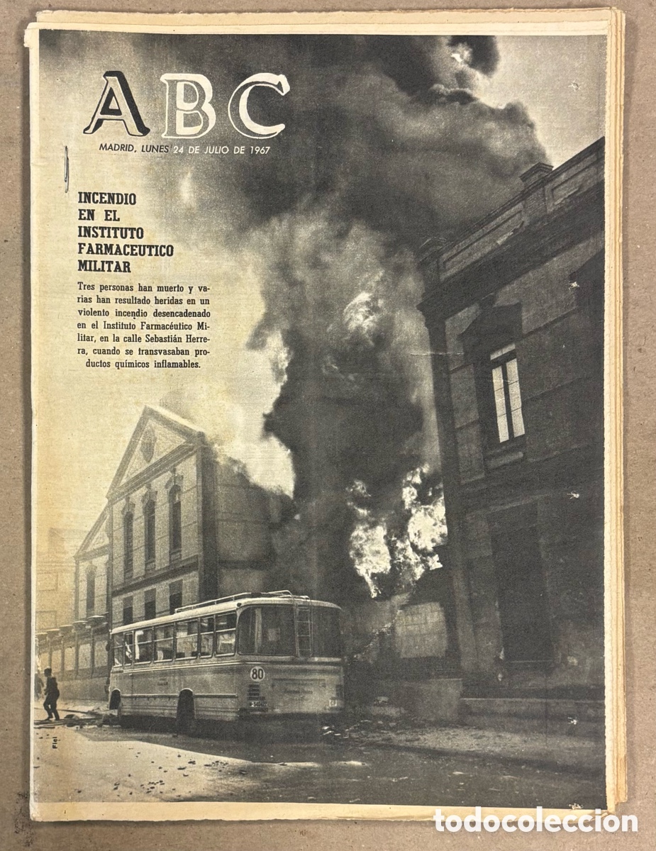 Coleccionismo de revistas y peri&oacute;dicos: ABC (24 JUJIO 1967). INCENDIO EN EL INSTITUTO FARMAC&Eacute;UTICO MILITAR MADRID, JULIO JIM&Eacute;NEZ TOUR