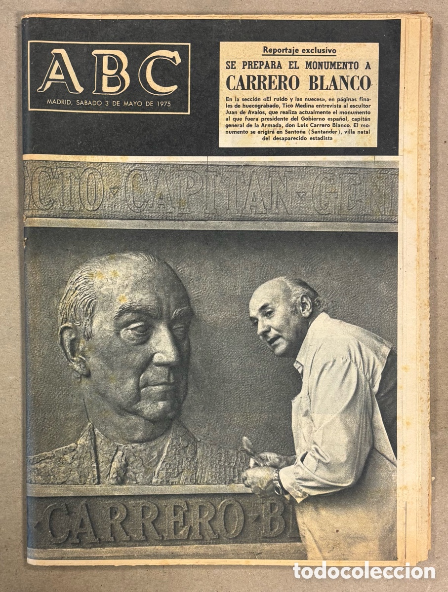 Coleccionismo de revistas y peri&oacute;dicos: ABC (3 MAYO 1975). MONUMENTO A CARRERO BLANCO EN SANTO&Ntilde;A, ESCULTOR JUAN DE AVALOS, ROLLING STONES