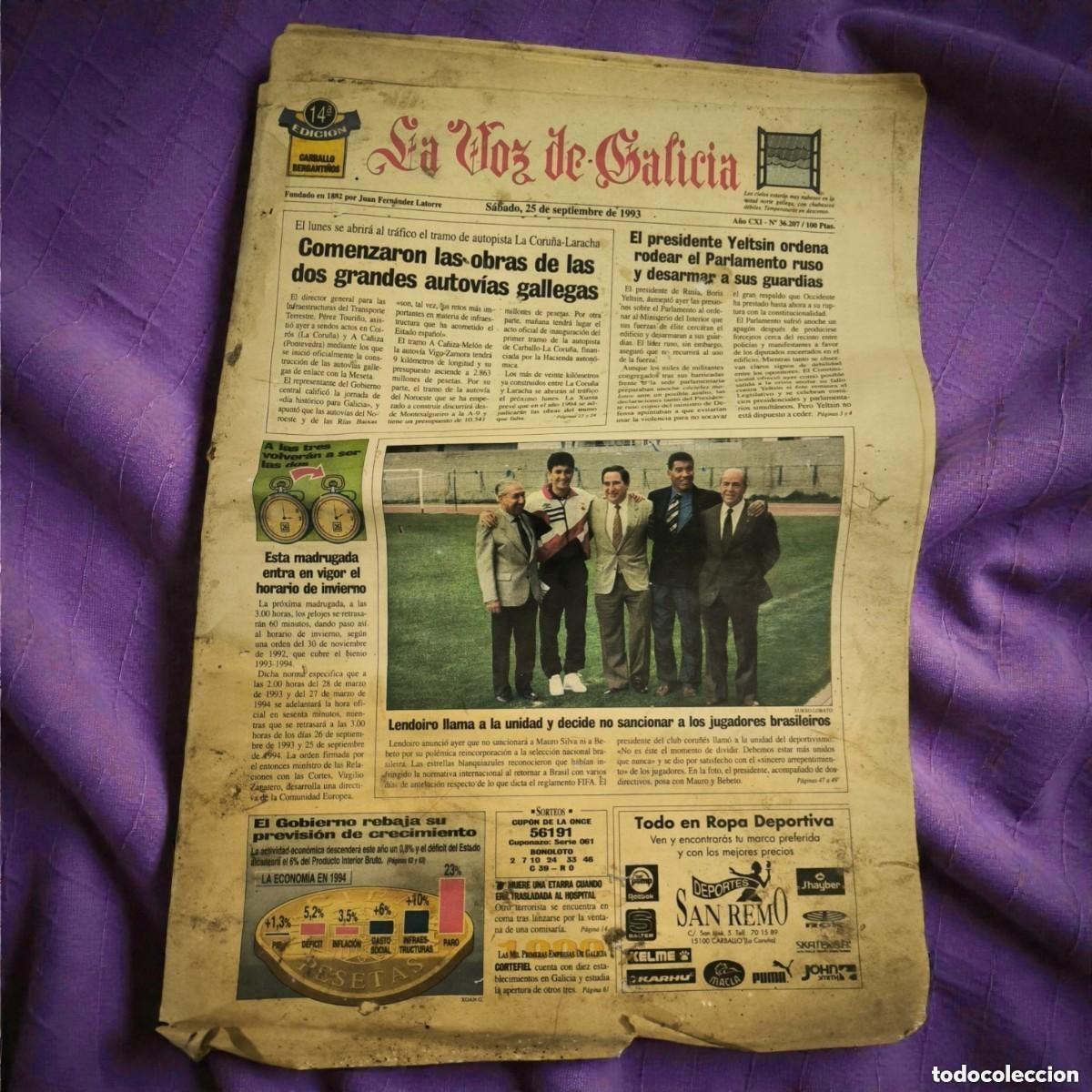 Collezionismo di Riviste e Giornali: Peri&oacute;dico Antiguo La Voz De Galicia 25 Septiembre 1993 &ndash; Ejemplar Original Hist&oacute;rico